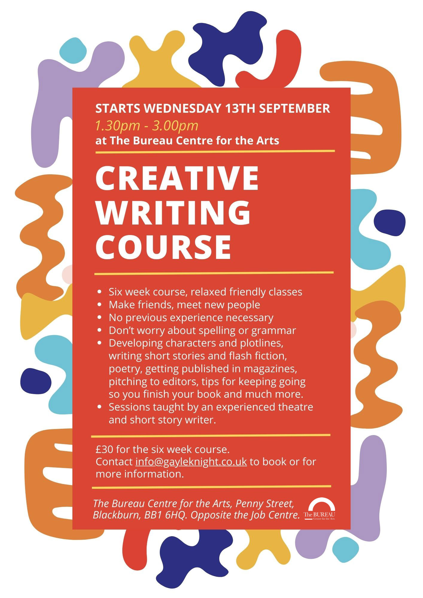 Creative Writing Course Poster AUG 2023