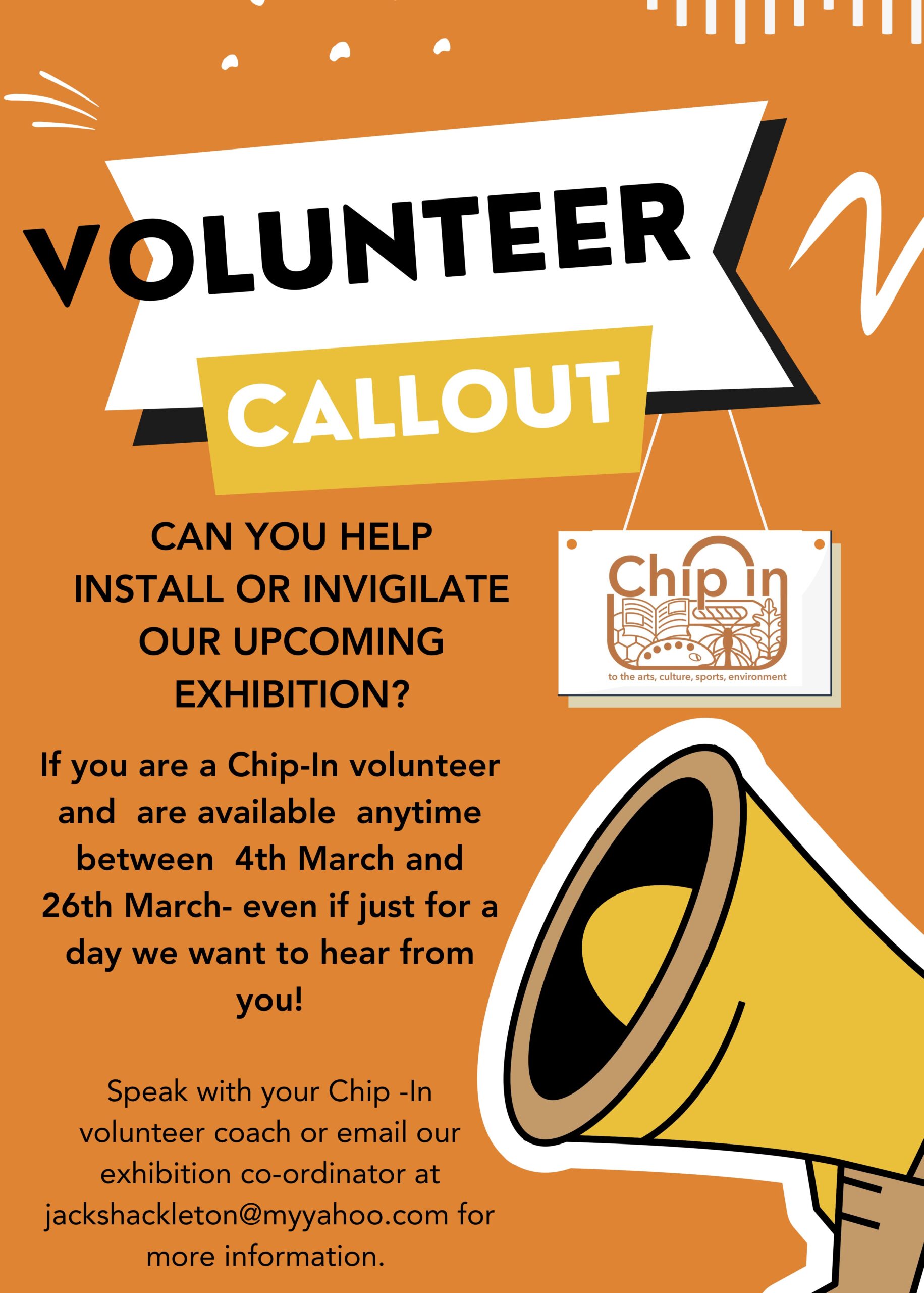 CHIP IN Volunteer call out feb 2024